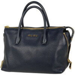 Miu Miu logo handbag Navy Blue leather